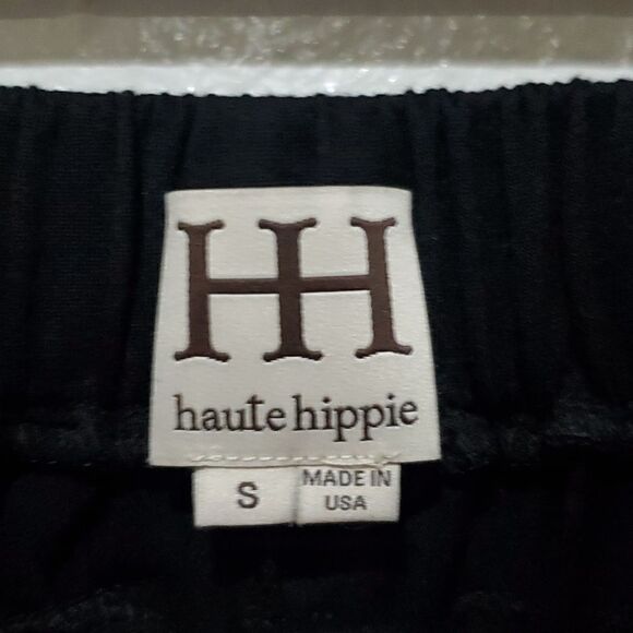 Haute Hippie Unique Draped Black Slit Leg Pants - Picture 14 of 16